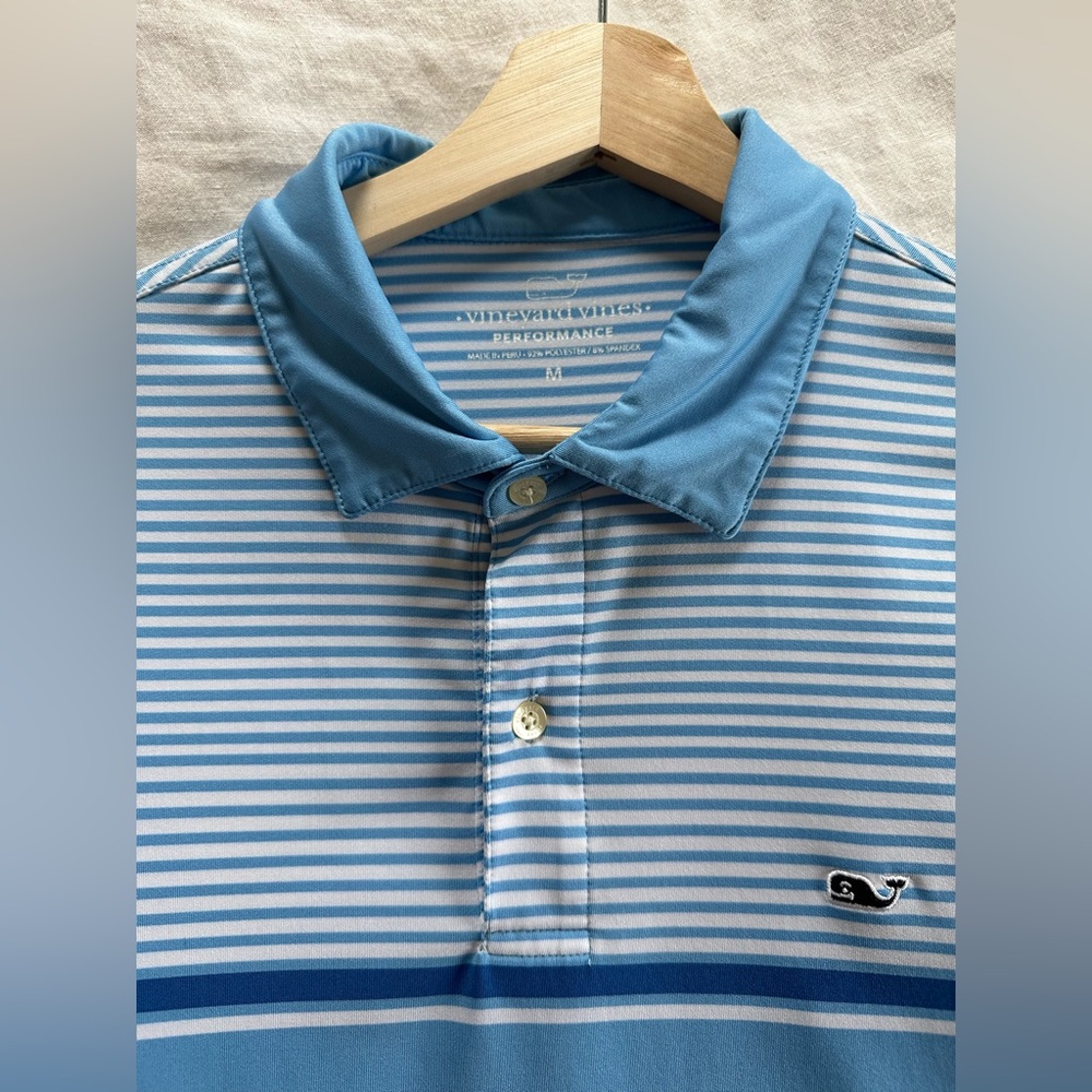 Vineyard Vines Men’s Blue Striped Golf Polo